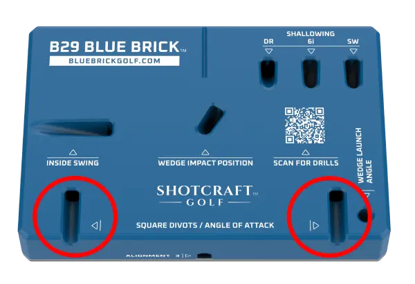 Square divot and angle of attack slots